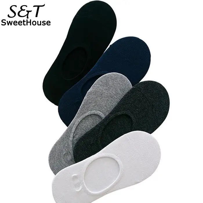 

Men Basic Boat Socks Silicone Non-slip Casual Invisible Socks Medium Spring and Summer Solid