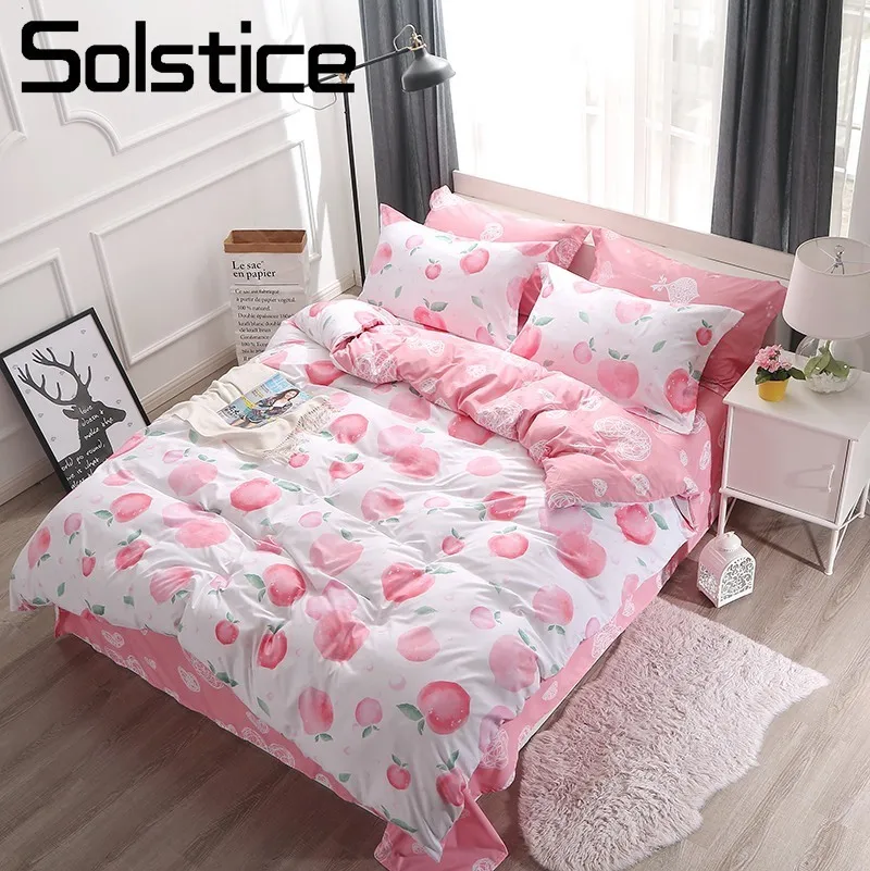 

Solstice Home Textile Girl Kids Bedding Set Honey Peach Pink Duvet Cover Sheet Pillowcase Woman Adult Bed Linens King Queen Full