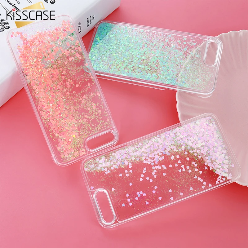KISSCASE Bling Течет Glittery Блестки Жесткий PC Обложка Чехол Для Iphone 6 S 7 Плюс Роскошный