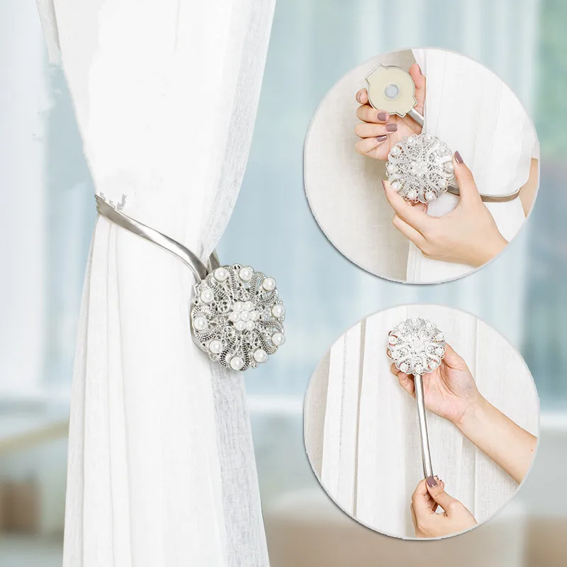 

2pcs! Modern Flower Shape window curtain clips Simple Magnet Curtains Tieback for Window Screening Ball Clip Holder
