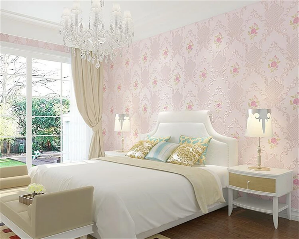 Beibehang Hangat Dan Romantis Kamar Tidur 3d Wallpaper Interior