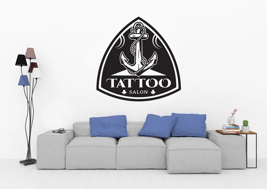 Tattoo Salon Vinyl Wall Sticker Anchor Logo Shop Poster Studio Design Door and Window Decoration Art 2WS06 | Дом и сад