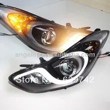 Для 2011-2013 лет Elantra светодиодный проектор Объектив головной лампы с DRL LD