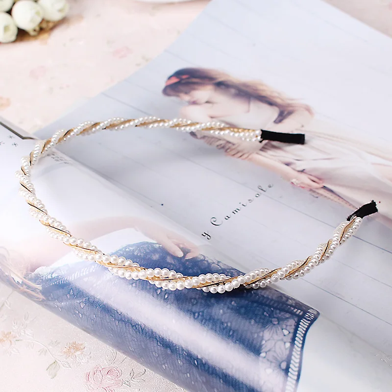 M MISM Fashion Pearl Metal Alloy Hair Bands hair Hoop Elegant Lovely