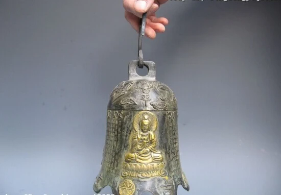 

song voge gem S0256 China Folk Fane cenobian Bronze Copper Dragon & phenix Buddha bell horometer
