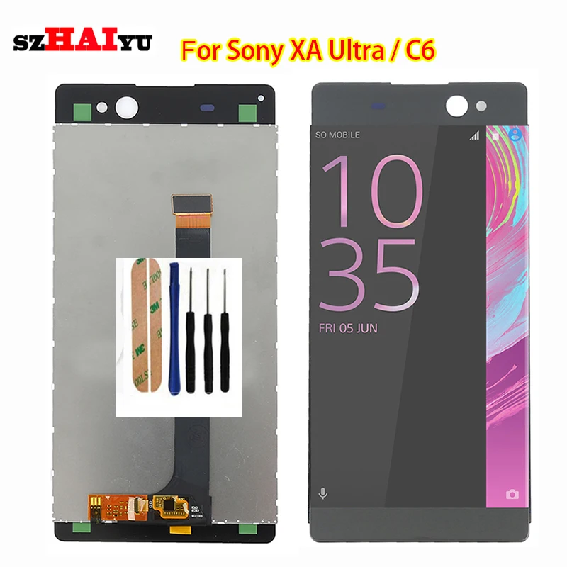 

SZHAIYU Tested New LCD Display+Touch Screen For Sony Xperia XA Ultra C6 F3211 F3212 Screen with Digitizer Assembly Tools