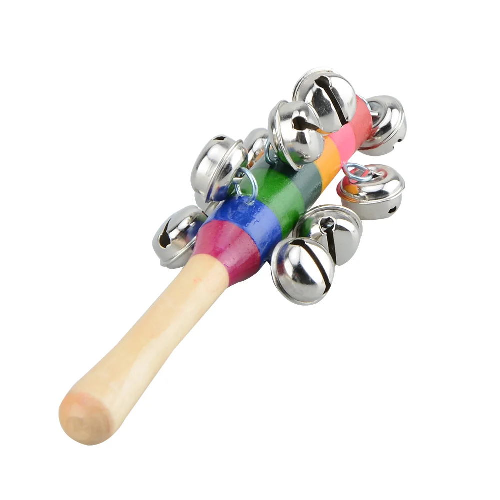 Musical Instrument Handbell Kindergarten Colorful Wooden Rod Bell Teaching Instrument Learning Education Traditional Kids Tools
