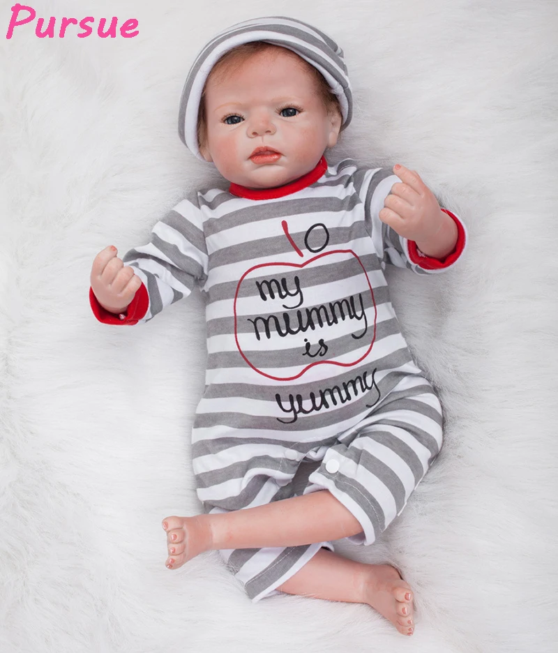 

Pursue 22"/55cm Cute Boy Lifelike Real Baby Doll Reborn Vinyl Silicon Baby Doll for Kids Birthday Gift boneca bebe reborn menino
