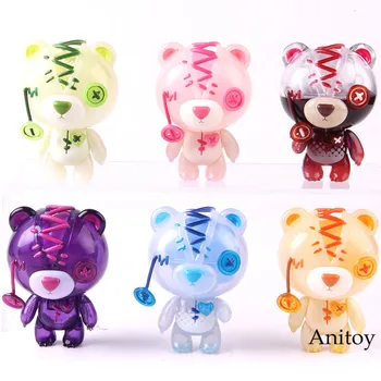 

Raggedy Teddy Action Figure Fruit Soft Drink Series PVC Collectible Model Toy Peach Orange Grape Cola Q Version 6pc/set