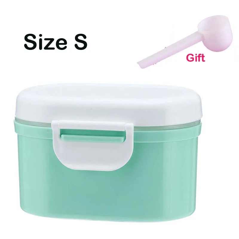 Baby's Independent Compartment Portable Milk Powder Storage Box Infant Unisex Snacking Travel Storage Box - Цвет: Green Size S