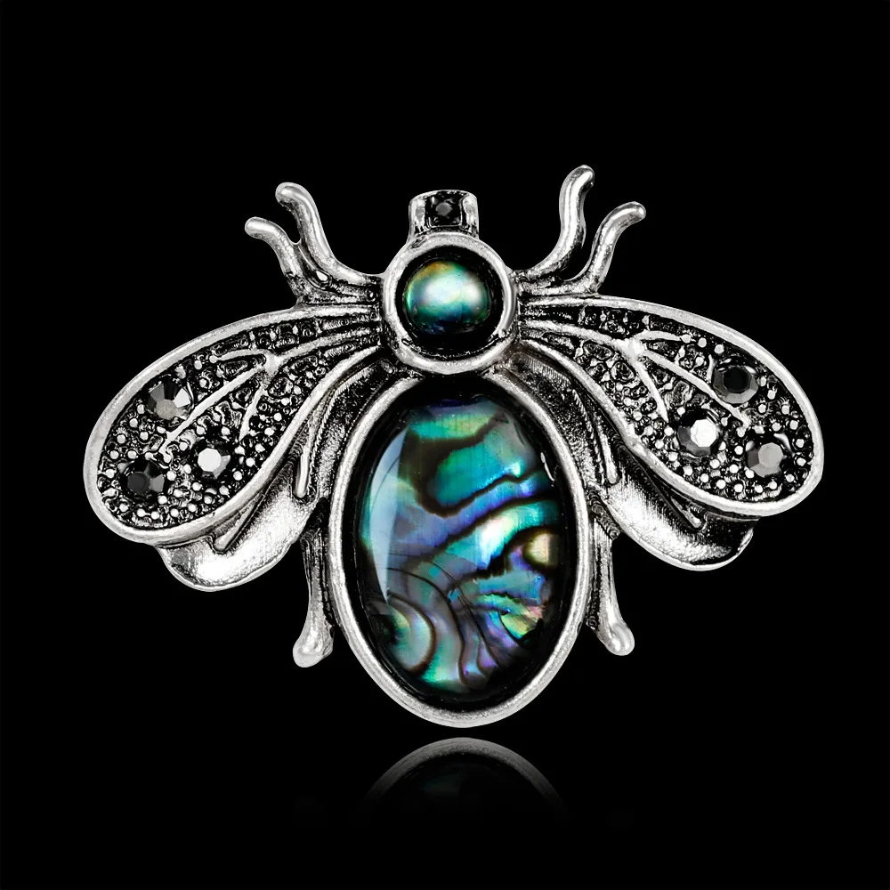 

2019 New Fashion Nature Abalone Shell Insect Bee Brooches Women Garment Accessories For Suits Dress Hat Scarf Pins Dropshipping