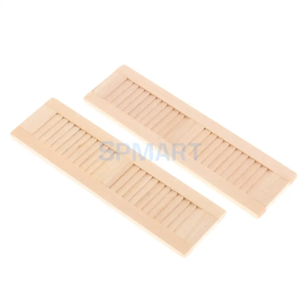 Set of 2pcs Handmade 1/12 Dollhouse Miniature Wooden Shutters DIY Window Furniture Decoration Accessories