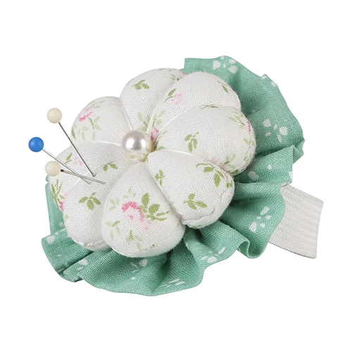 Neoviva Fabric Coated Pin Cushion with Wrist Band for Needlework Pack of 2 Style Pumpkin Floral Prism Pink