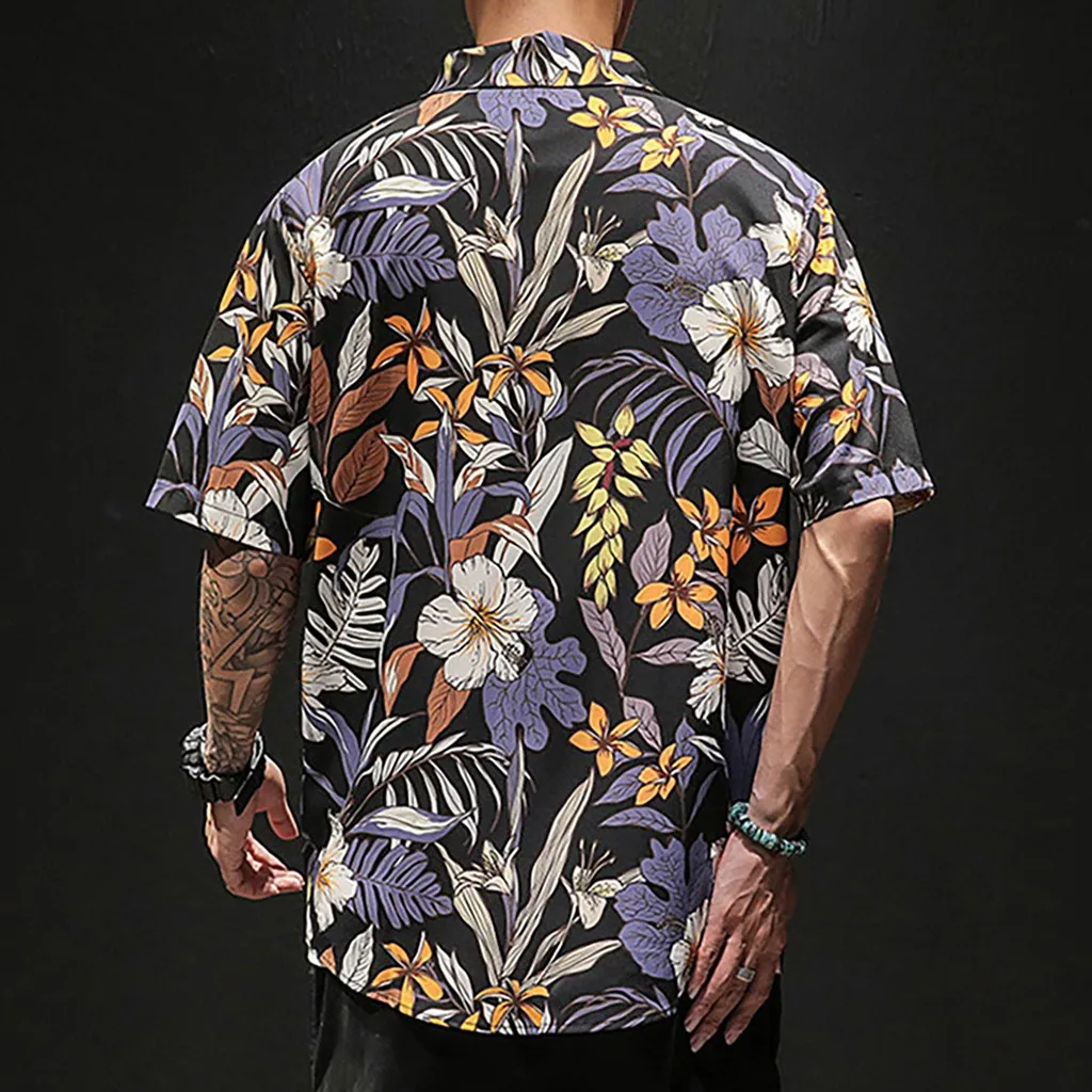 Camisa masculina мужская рубашка Летняя гавайская повседневная с коротким рукавом