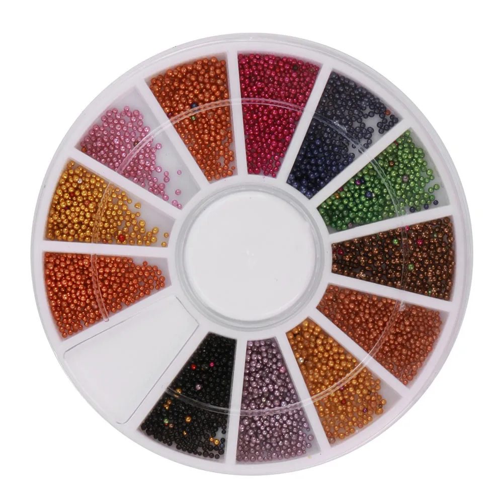 

Nails accessoires 1 Box Gold Steel Bead 3D Round Nail Studs Nail Rhinestone Nail Art Decoration metal decorations