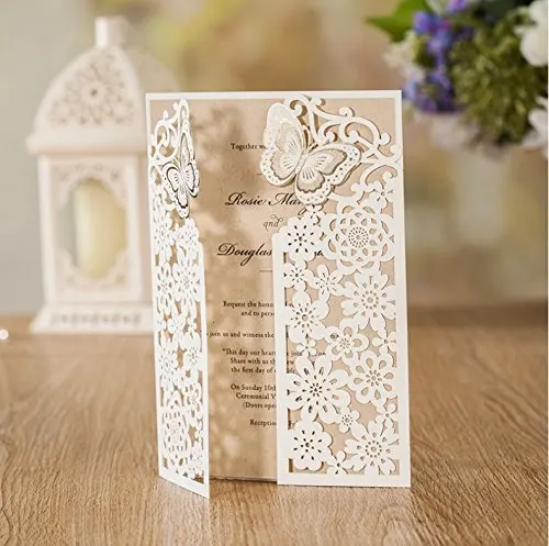 WISHMADE лазерная резка, для свадьбы Пригласительные открытки с бабочкой полый Флора дизайн для помолвки прием гостей в доме невесты