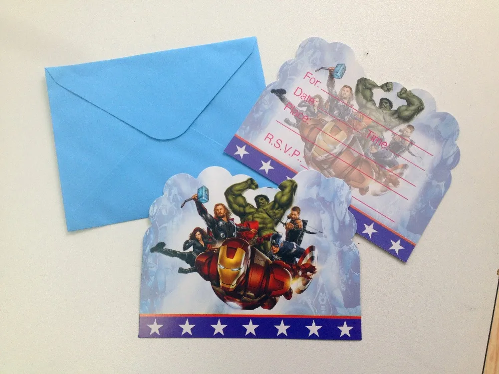  12pc/lot Superhero Party Supplies Invitation Card Children Birthday Party Supplies Birthday Invitat - 32965164383