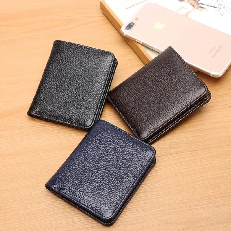 Fashion New Men's Wallet Genuine Leather Men Purse Small Wallet Short Men Card Holer Wallet Cowhide Soft Money Bag For Male