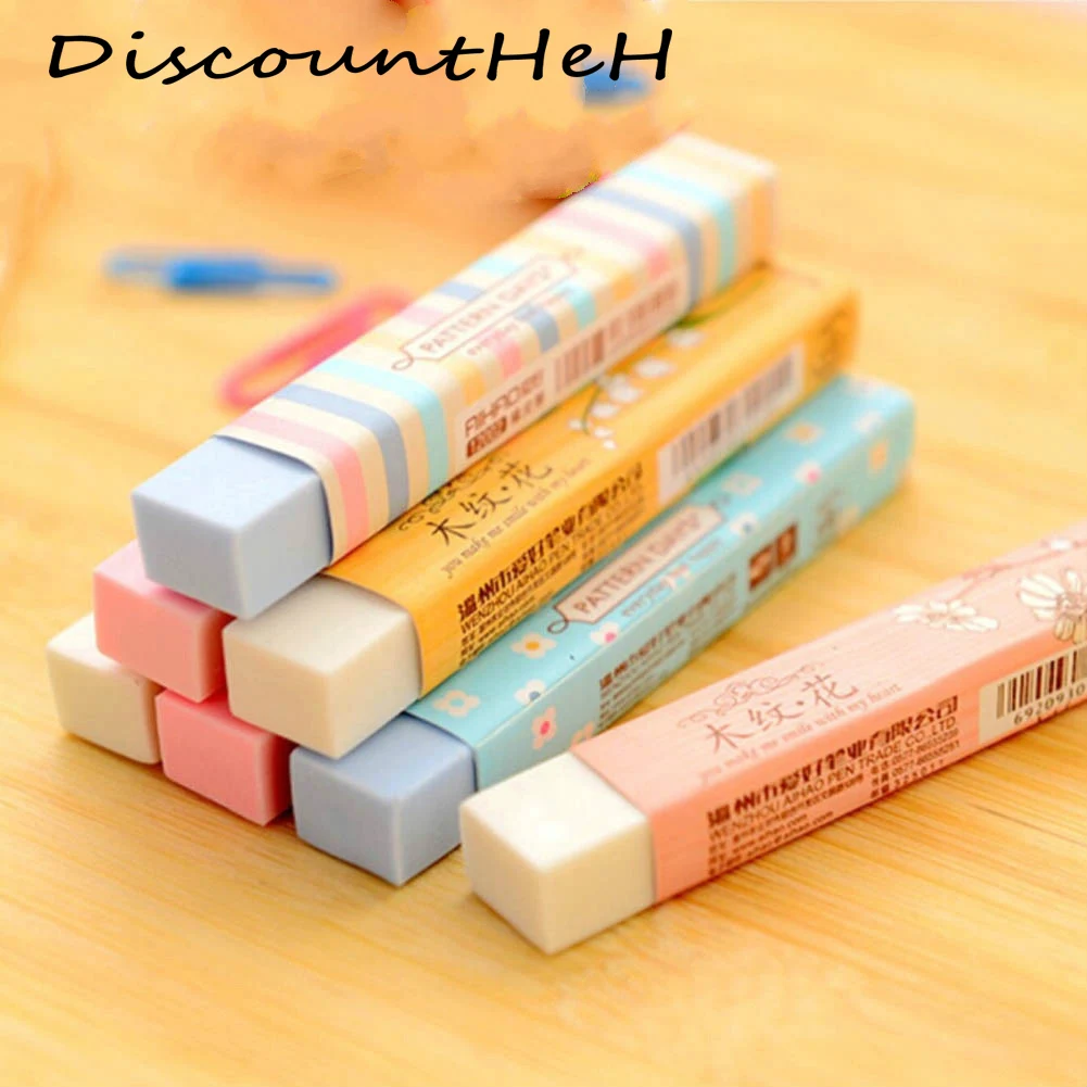 1 Pcs Cube Long Rubber Pencial Kawaii Eraser Cute School Supplies