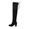 QUTAA 2022 Ladies Autumn/Spring Shoes Square High Heel Women Over The Knee Boots Scrub Black Woman Motorcycle Boots Size 34-43 ► Photo 2/6