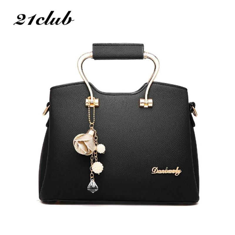 

21club brand new women fashion ornaments totes solid metal handle handbag hotsale ladies purse messenger crossbody shoulder bags