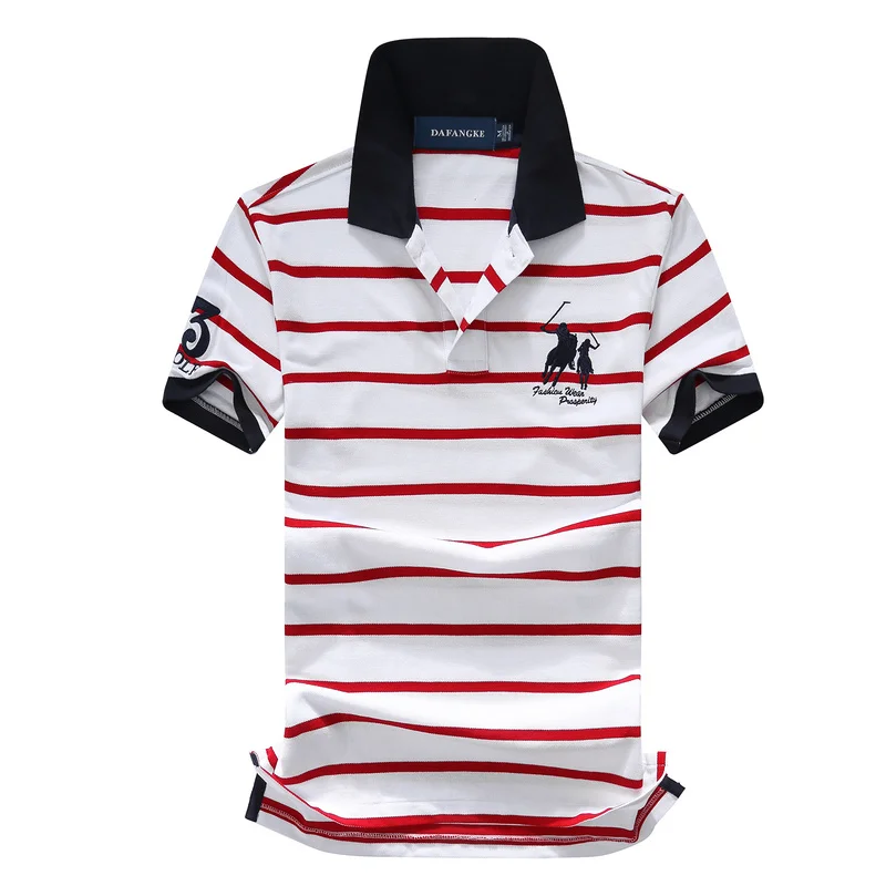 

Top quality 2019 Fashion Summer mens short sleeve striped polos shirts cotton big horse mens lapel polos casual slim mens tops