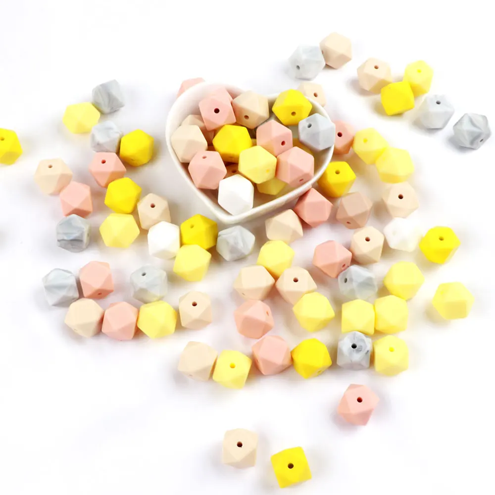 

TYRY HU 50pc Large Hexagon Silicone Beads 17mm Silicone For Toys DIY Necklace For Baby Safe Jewelry BPA loose bead Chew Teething
