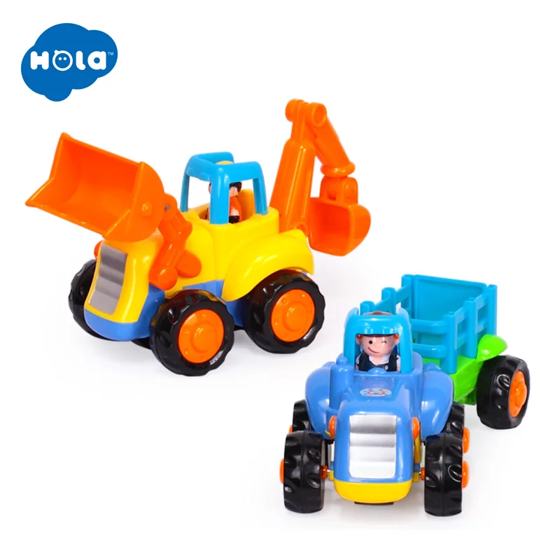 HOLA 326A+ 326B Мультяшные Детские бульдозеры, Игрушечная модель автомобиля, детские игрушки, развивающие игрушки, креативные инженерные транспортные средства - Цвет: Белый