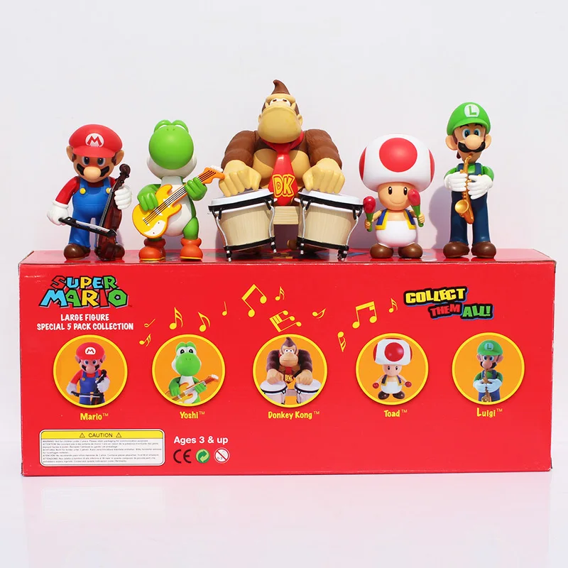 

EMS 20sets Super Mario Playing Team Band Collection Toys Mario Luigi Donkey Kong Toad Yoshi PVC Figure Toys With Box