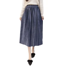 7 цветов новая модная Осенняя бархатная юбка Милая зимняя женская плиссированная бархатная юбка миди с эластичной талией розовые серые женские юбки