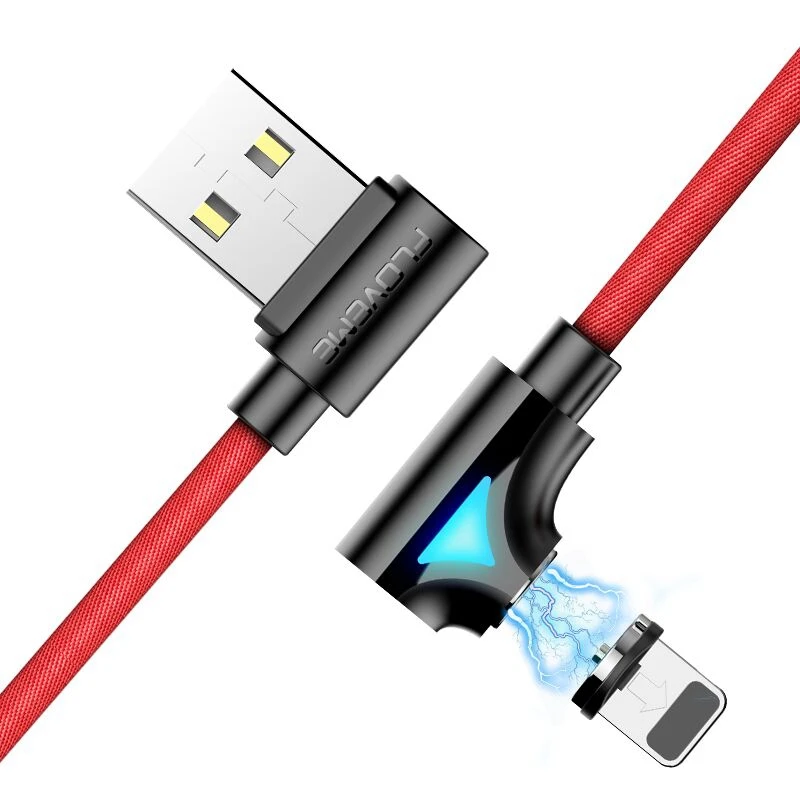 Магнитный usb-кабель FLOVEME 1 м, 2 а для iPhone XS, USB зарядное устройство, Micro usb type C для samsung Galaxy S9 Plus, Note 10, кабели для зарядки - Цвет: Red