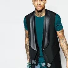 S-4XL! мужская одежда модный пэтчворк жилет moben персонализированные шаль воротник двухслойный жилет плюс размер певица костюмы