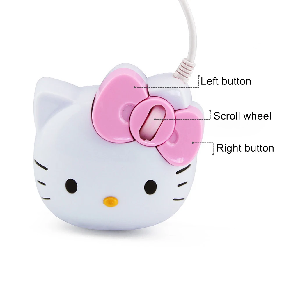 Дропшиппинг 3D мультфильм hello kitty проводная мышь USB 2,0 Pro розовая Милая игровая мышь оптическая мышь для компьютера ПК детские мыши для девочек