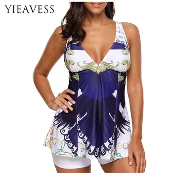 

2018 Tankini 5XL Plus Size Swimming Suit Loose Swimsuit Women's Separate Bikini Waist Bather Push Up Swimwear