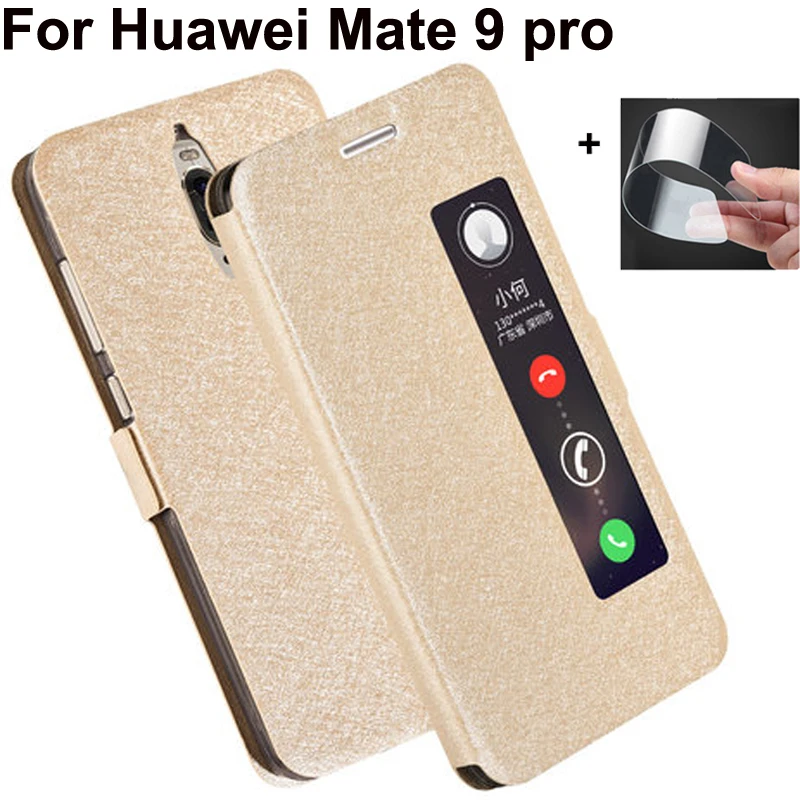 Чехол для Huawei Mate 9 pro чехол телефона с окошком просмотра из искусственной кожи