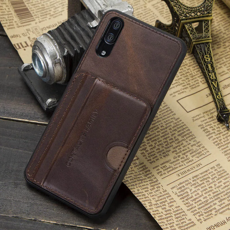 For Huawei P20 Tactile Elegant Genuine Leather Case With Hand Strap Wallet Case For Huawei P20 Back Protective Cover Coque cute huawei phone cases Cases For Huawei