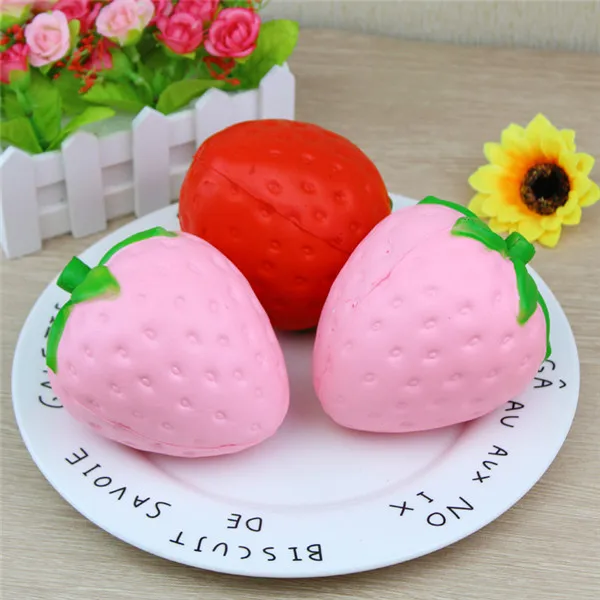 Big Jumbo Juicy Squishy Strawberry Fake Artificial Food Fruit Memory Foam Venting toys - 2