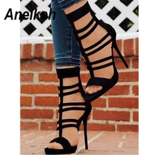 Aneikeh/ г. Ботильоны из флока в сдержанном стиле женские ботинки с круглым носком вечерние модельные туфли на тонком каблуке с открытым носком на молнии черный, 40