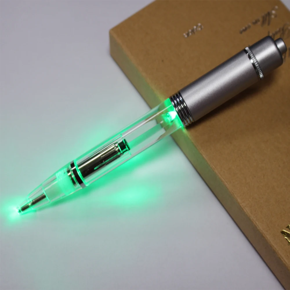 2PCS PACK Metal LED light ballpoint pen LED Glow light up pen Metal ...