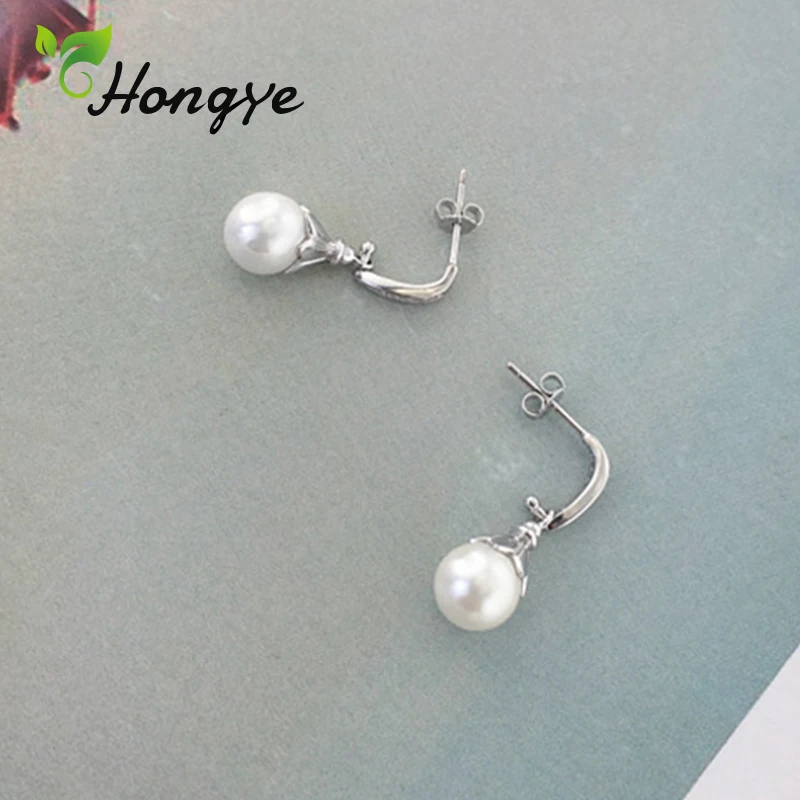 

Hongye Girls Long Drop Earrings Natural Shell Pearl Luxury Zircon Insert Big Dangling Sensitive Ears Sterling Silver Jewelry