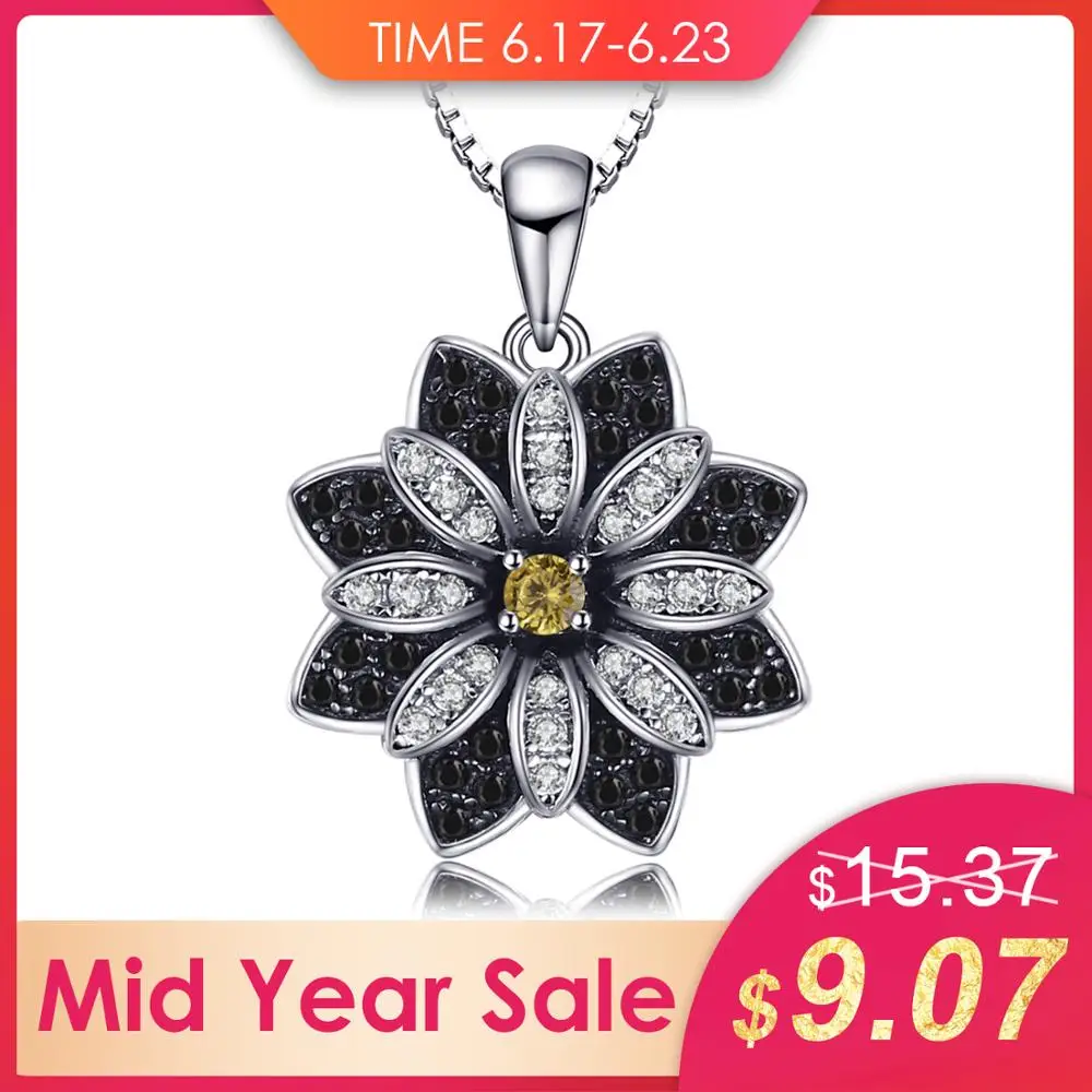 

JewelryPalace Flower Natural Taupe Smoky Quartz Black Spinel Pendant 100% 925 Sterling Silver Fine Jewelry Not Include the Chain