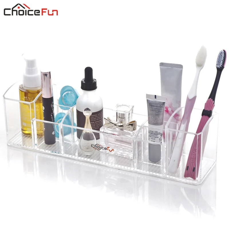 CHOICEFUN Multi-functional прозрачный акриловый столешница туалетный лоток зубная щетка и косметический Органайзер для хранения ванной комнаты для макияжа - изображение
