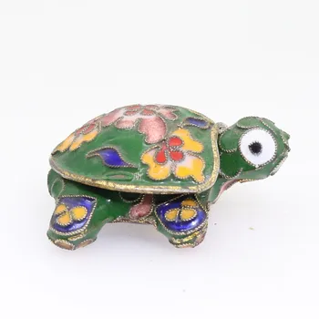 

Chinese MiNi Ornament Cloisonne Enamel copper wire inlay red green sapphire blue gold turtle small decoration 1pc H070