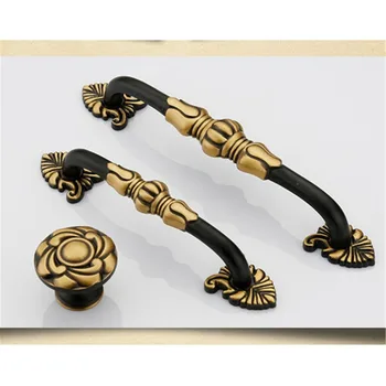 Copper Classical Door Handles Wardrobe Drawer Pull Kitchen Cabinet Handles for Furniture Handles Hardware Accessories