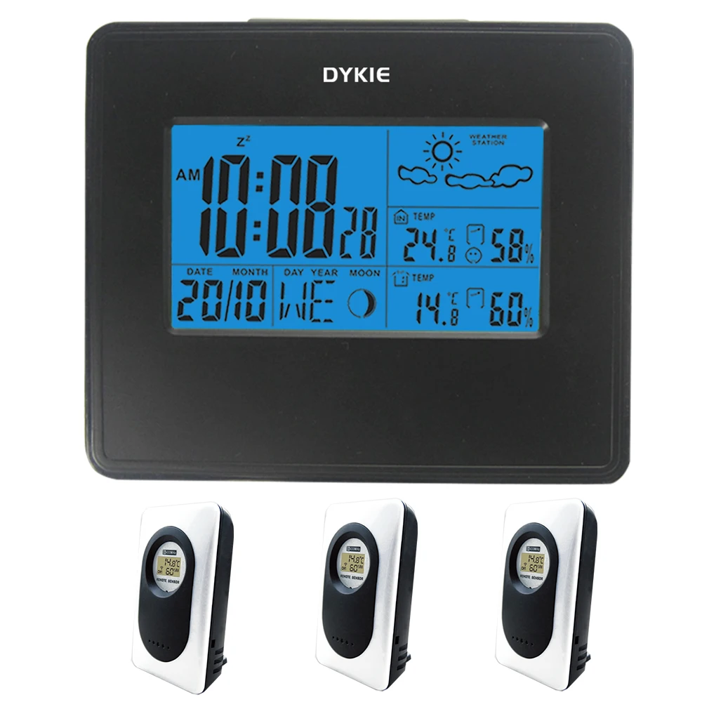 

RCC Wireless Weather Station Digital Clock Weather Forecast Backlight Indoor Outdoor Temperature Humidity most 3 Sensors
