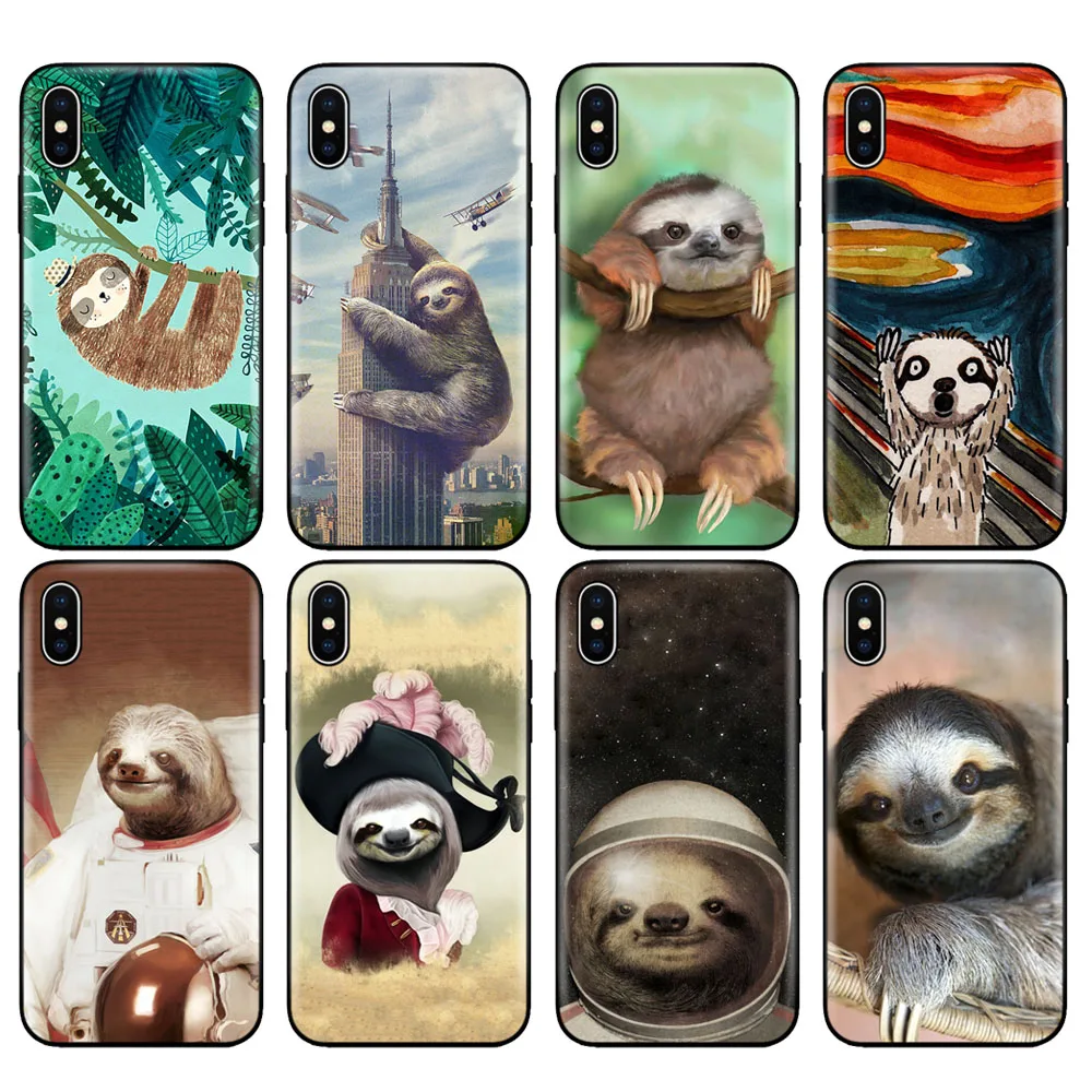 Custodia In Tpu Nero Per Iphone 5 5S Se 2020 6 6S 7 8 Plus X 10 Custodia Per Iphone Xr Xs 11 Pro Max Bradipo Caffeinato Animale