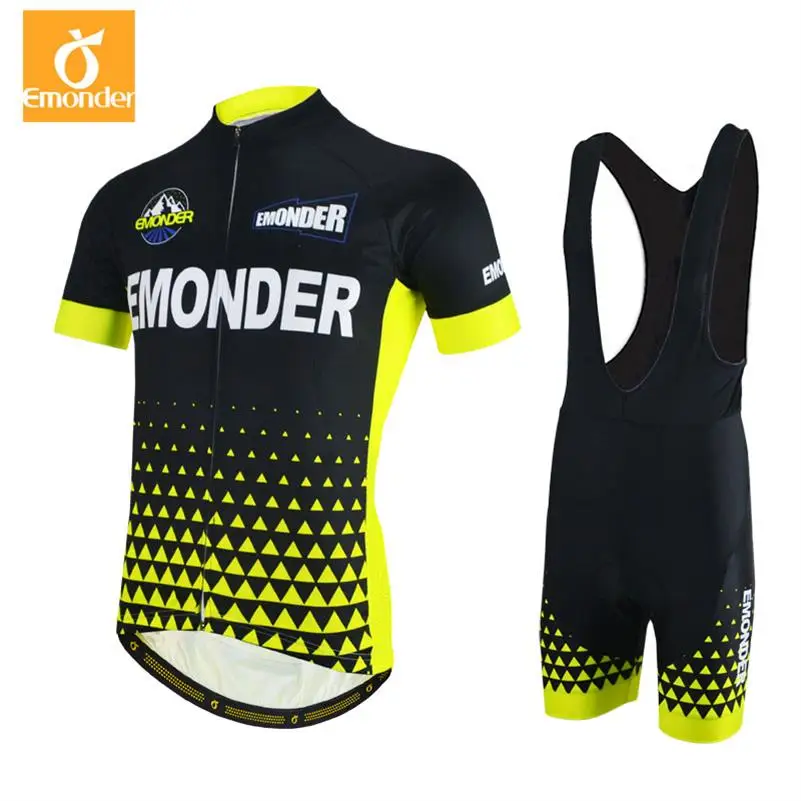 

EMONDER Cycling Jersey Set Hot Sale Summer Breathable Short Sleeves MTB Bike Clothing Cycling Team 2019 Ropa Ciclismo