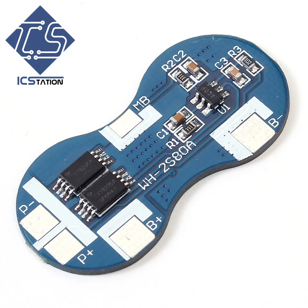 

7.4V 2S 18650 Li-ion Lithium Battery Charger Protection Board 4A 2 Serial Overcurrent Overcharge Overdischarge Protection BMS