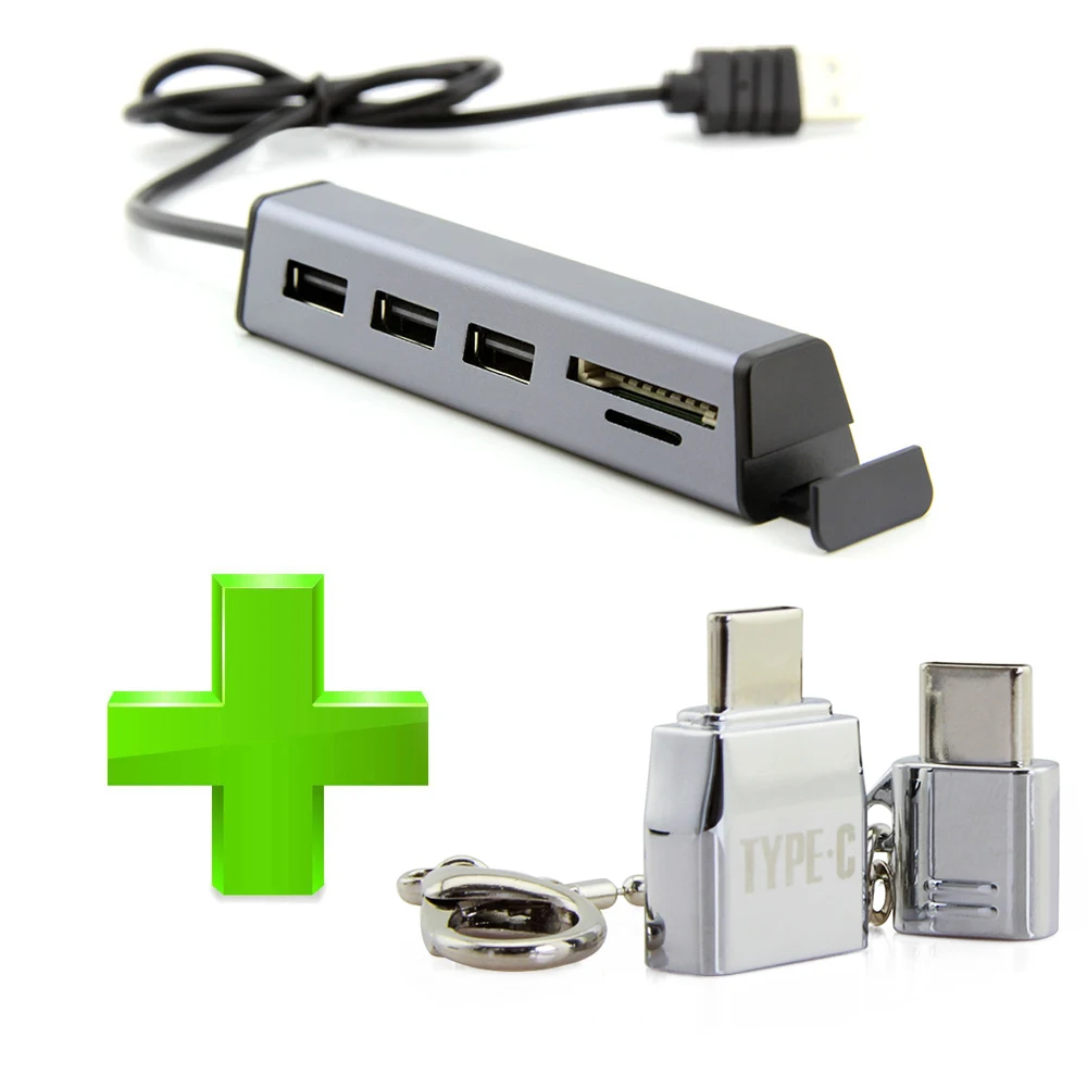 CHYI usb type-C концентратор USB-C-3 порта USB2.0 с SD/TF кард-ридером держатель телефона type C Micro USB OTG сплиттер адаптер для телефона - Цвет: Model-A and B