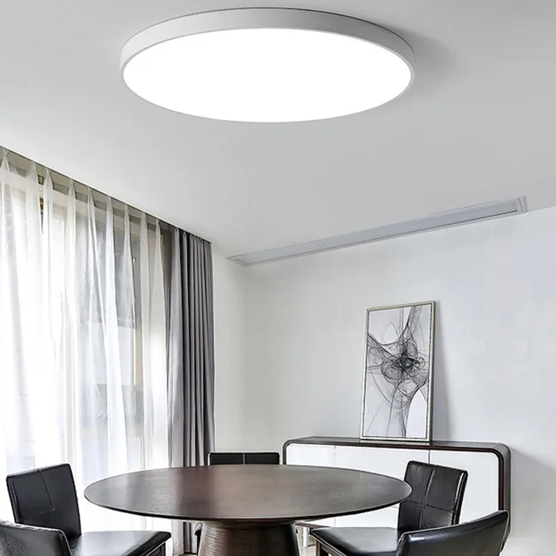 Светодиодный потолочный светильник, современный, акриловый, Круглый, 5 см, супер тонкий, поверхностное крепление, диаметр 30 см, светодиодный, потолочный светильник для гостиной, спальни, кухни - Цвет корпуса: White